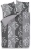 A top-down view of a bedding set, including a duvet cover and two pillowcases, laid out flat. Produktbild-Vorschau