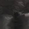 A close-up view of the stitching and texture of a black leather pouf. Produktbild-Vorschau
