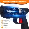 A cutaway view of a cordless pressure washer showing its internal motor and battery, with feature callouts. Produktbild-Vorschau