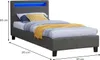 A single bed with bedding and a headboard with LED lighting. Produktbild-Vorschau