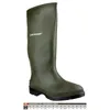 A green Dunlop boot is shown against a white background, with a size conversion table at the bottom. Náhled obrázku produktu