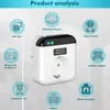 A wireless thermostat plug is shown in the center, surrounded by icons representing various appliances it can control. Produktbild-Vorschau