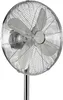 A silver stand fan on a white background. Produktbild-Vorschau