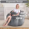 Fotel-worek HOMMPA, aksamitny, szary, ergonomiczny z Podgląd zdjęcia produktu 3