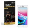 A product package for a screen protector is shown next to a smartphone. Produktbild-Vorschau