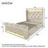 A diagram showing the dimensions of a bed frame with LED lighting. Náhled obrázku produktu