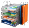 Relaxdays Briefablage, Metall, A4, 4 Fächer, 2 Stehsammler, Produktbild-Vorschau 1