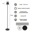 A floor lamp with its specifications and accessories shown. Produktbild-Vorschau