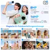 Marketing image showcasing smartphone camera features and AI editing tools with people interacting with the phone. Produktbild-Vorschau