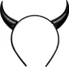 A pair of black devil horns attached to a black headband, isolated on a white background. Produktbild-Vorschau