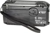The back of a black radio and flashlight with a solar panel on top. Produktbild-Vorschau