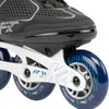 A close-up view of the wheels and frame of inline skates. Produktbild-Vorschau