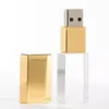 USB KRYSTAL zlatý 2.0 16GB, kombinácia sklo a kov, LED Náhľad obrázku produktu 1