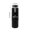 A black portable espresso machine with dimensions indicated. Produktbild-Vorschau