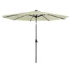 A beige patio umbrella with integrated LED lights and a black pole is shown against a white background. Voir les images du produit