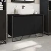 A black bathroom vanity with a white sink and faucet. Anteprima dell’immagine prodotto