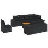 9-tlg. Garten-Sofagarnitur - mit Kissen Schwarz Poly Rattan Produktbild-Vorschau 2
