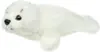 A white plush seal pup lying down against a white background. Produktbild-Vorschau