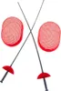 Two toy fencing swords and masks are crossed against a white background. Anteprima dell’immagine prodotto