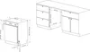 Diagrams of a built-in dishwasher and kitchen cabinets with measurements. Produktbild-Vorschau