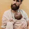BOBA Ring Sling Dětský nosič/šátek z lnu, pudrově růžová Náhled obrázku produktu 5