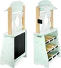 A product shot of a wooden toy market stall and theatre. Produktbild-Vorschau