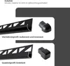 Product accessories for tile profiles, showing two types of profiles and their corner pieces. Produktbild-Vorschau