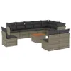 11-tlg. Garten-Sofagarnitur mit Kissen Grau Poly Rattan Produktbild-Vorschau 1
