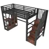 A loft bed with stairs and shelves, shown from a diagonal angle against a white background. Produktbild-Vorschau
