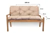 A wooden bench with beige cushions, shown from the front with dimensions indicated. Produktbild-Vorschau