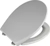 A light gray toilet seat with silver hinges, shown from a slightly elevated angle against a white background. Produktbild-Vorschau