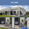 A modern house with a patio, showing a comparison of camera quality. Produktbild-Vorschau