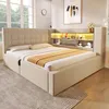 Letto imbottito 140x200 cm con illuminazione a LED, spazio Anteprima dell’immagine prodotto 8