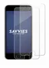 Two clear screen protectors are shown, one placed on a smartphone screen, and another next to it. Produktbild-Vorschau