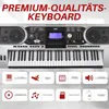 A Pyle keyboard is shown with various feature icons and text overlays. Produktbild-Vorschau