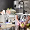 A collage of images showing a water filter faucet in use and in different settings, including a child drinking water, hands being washed, puppies drinking water, and a person washing an apple. Produktbild-Vorschau