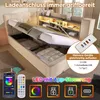 Letto imbottito 140x200 cm con illuminazione a LED, spazio Anteprima dell’immagine prodotto 3