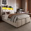 A bedroom scene featuring a bed with LED lighting and a desk area. Náhled obrázku produktu