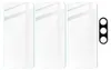 Three clear screen protectors and one black camera lens protector are arranged on a white background. Produktbild-Vorschau