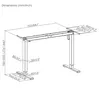 A technical drawing of an adjustable desk frame with dimensions indicated. Anteprima dell’immagine prodotto