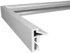 A close-up, angled view of a silver aluminum frame corner, showing its profile and construction. Produktbild-Vorschau