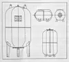 Technical drawings of a pressure vessel from different angles. Produktbild-Vorschau