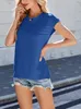 ASKSA Damen T-Shirt Einfarbig Rundhals Oberteile Blusen Produktbild-Vorschau 5