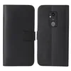 A black flip cover phone case shown from the front and back. Produktbild-Vorschau