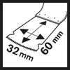 Diagram showing the dimensions of a saw blade. Produktbild-Vorschau