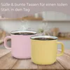 Kaffeetassen Emaille-Optik Pastell, Teetassen 3er Set, 350 Produktbild-Vorschau 4