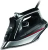 A black Rowenta iron with silver accents and a red stripe, shown from a slightly elevated side angle on a white background. Produktbild-Vorschau
