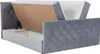 A boxspring bed with its storage compartment open, revealing the mattress and internal storage space. Produktbild-Vorschau