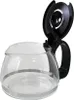 A glass coffee pot with its black lid open, isolated on a white background. Anteprima dell’immagine prodotto