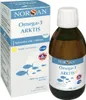 A product shot of a bottle of Norsan Omega-3 Arktis fish oil next to its packaging. Produktbild-Vorschau